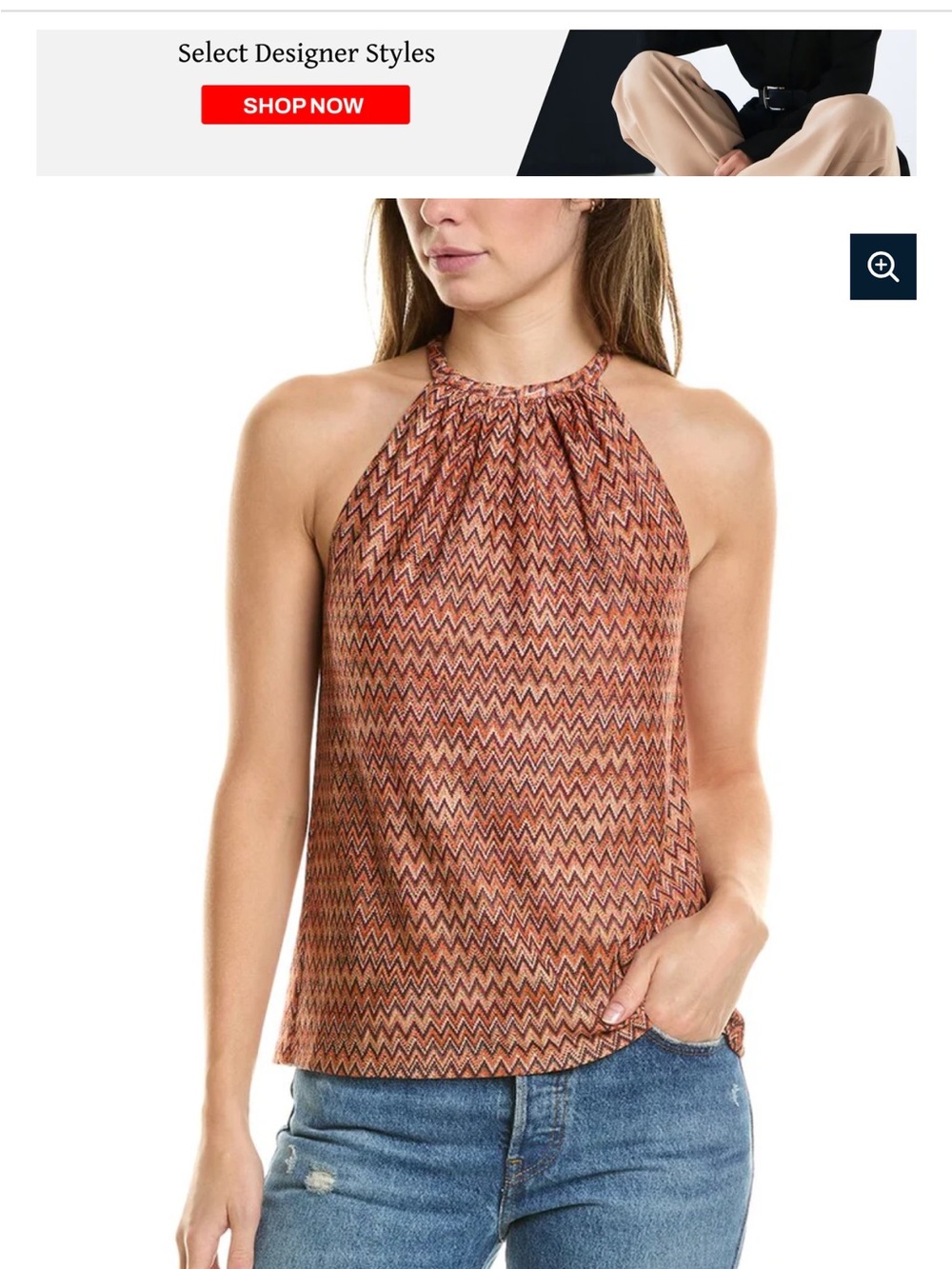 Ramy Brook Zigzag Halter Cami in Rust and Brown